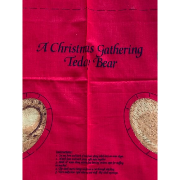 Hallmark Cards A Christmas Gathering Teddy Bear Fabric 19x16 Panel Sew & Stuff - Picture 3 of 8